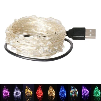 2/5/10 м USB светодиодные гирлянды из медно-серебряной проволоки, гирлянда, водонепроницаемые сказочные огни для украшения рождественской свадьбы.