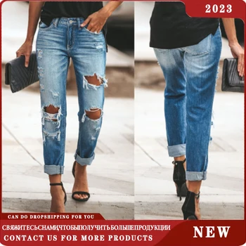 Уличная одежда, прямые брюки, женские рваные джинсы, Свободные широкие брюки со средней талией, женские джинсы, летние уличные брюки-карго Y2K