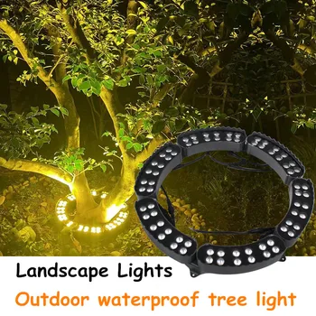 Кольцо для подсветки дерева Теплый свет Римская Колонна Светодиодные Наружные Водонепроницаемые Ландшафтные фонари Садовая Зеленая Rgb лампа для съемки дерева 12 Вт