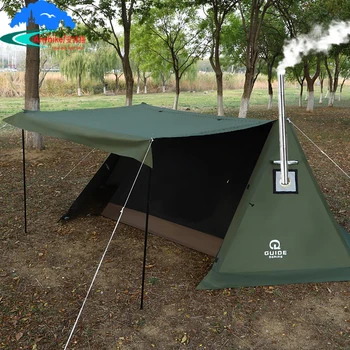 Большая палатка-укрытие для кемпинга С навесом с отверстием для дымохода