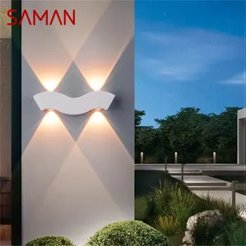 Уличный белый настенный светильник SAMAN, современные водонепроницаемые бра для украшения домашнего балкона