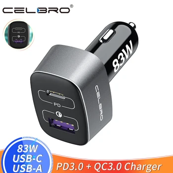 celbro 83 Вт Быстрое Автомобильное Зарядное устройство Dual USB C PPS PD 3,0 65 Вт Автомобильное зарядное устройство 30 Вт/18 Вт Usbc порт usb Зарядное устройство QC3.0 Для Ipad Pro Iphone Samsun