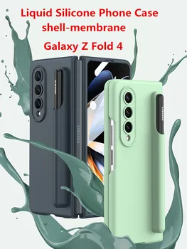 Оригинальный Жидкий Силиконовый Чехол для Телефона GKK Samsung Galaxy Z Fold 4 3 5G Чехол Для Телефона с Держателем Ручки Закаленная Пленка Z Fold 4 3 5G