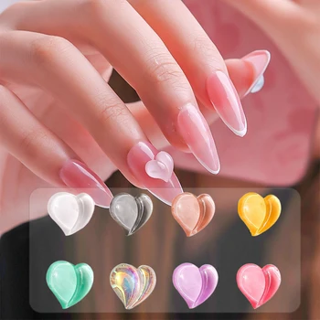 50 шт./упак. Красочные украшения для ногтей Love Heart Peach, 8 мм, 3D украшения для маникюра из смолы, аксессуары для ювелирных изделий, сделай САМ, оптовая продажа, бесплатная доставка