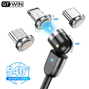 GTWIN Быстрая зарядка Магнитный USB-кабель 540 данных Магнитное зарядное устройство для iPhone Samsung Xiaomi Телефон Кабель Micro USB Кабель Type C