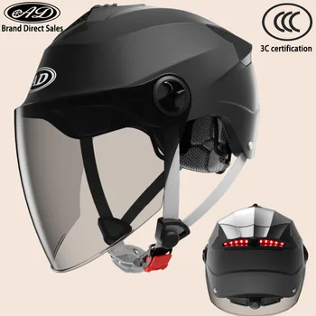Мотоциклетный шлем со светодиодной рекламой для мужчин и женщин, умный светодиодный задний фонарь, Мотоциклетный полушлем со светоотражающей панелью, сертифицированный защитный колпачок Унисекс
