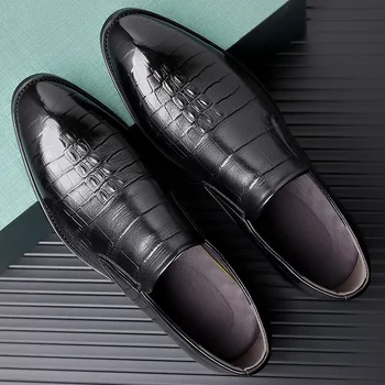 Мужская повседневная обувь из натуральной кожи люксового бренда 2022, мужские лоферы, Мокасины, Дышащие слипоны, Черная обувь для вождения.