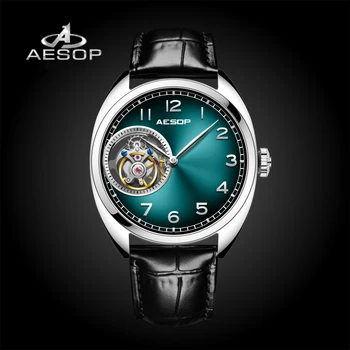 Мужские часы с летающим турбийоном бренда AESOP, механические наручные часы со скелетом, роскошные механические водонепроницаемые часы, новая машина
