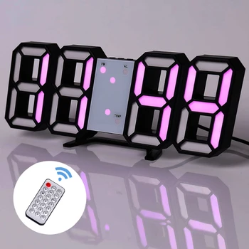 3D светодиодные Цифровые часы Ночной режим Регулируемые Светящиеся Электронные Настольные Часы Настенные Часы Украшение стены гостиной Офисный декор