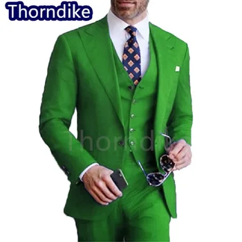 Thorndike Costume Slim Pour Homme, Veste + Gilet + Pantalon, Rétro, Classique, Mode, Couleur Unie, Formel, Business, Robe De Mar