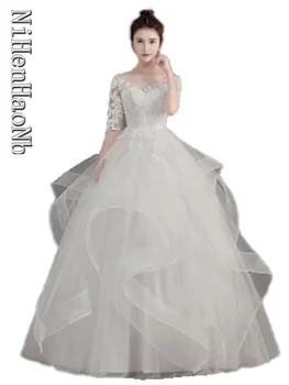 Модные Классические Кружевные Аппликации Винтажные Белые Свадебные Платья 2023 Vestidos De Noiva Свадебное Платье Плюс Размер