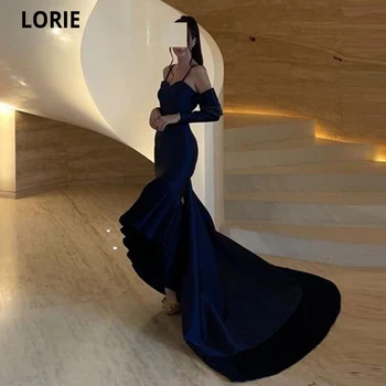 LORIE Элегантное темно-синее платье для выпускного вечера, расшитое бисером, Вечерние платья длиной до пола, Русалка, платья знаменитостей, платья для вечеринок