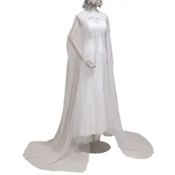 Минималистичная Женская Свадебная накидка из тюлевой сетки длиной до пола, белая Свадебная накидка с запахом, Прозрачная шаль для вечеринки.