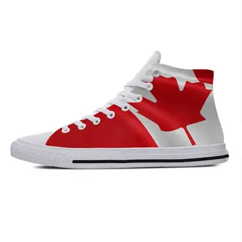 Канада Канадский флаг Патриотическая гордость Крутая модная повседневная тканевая обувь с высоким берцем Удобные Дышащие Мужские и женские кроссовки с 3D принтом.