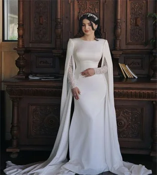 Белое свадебное платье принцессы в испанском стиле Бохо 2023, Кружевной Кафтан с длинным рукавом, Пляжные свадебные платья в богемном стиле, Элегантная Атласная Корейская невеста