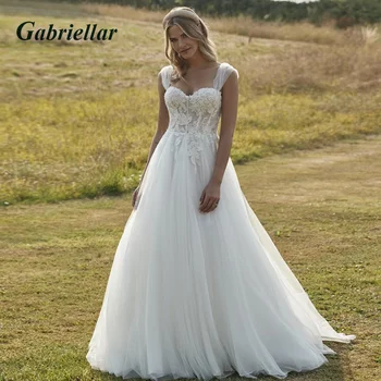 Gabriellar Классические Свадебные платья трапециевидной формы со съемным рукавом, без бретелек, с аппликацией, на пуговицах, без спинки, на заказ