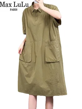 Max LuLu 2023 Корейский дизайн Летняя Женская мода Свободные Элегантные платья Женская Повседневная Роскошная Классическая одежда Harajuku Vestidos