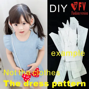 Одежда бумажный узор детская одежда милое мультяшное платье с круглым вырезом Швейный рисунок 1: 1 физический бумажный узор CLQ15