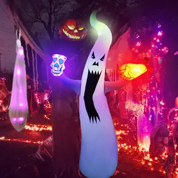 Светодиодный призрачный шар на Хэллоуин, надувной призрачный пульт дистанционного управления, RGB, меняющий цвет, работающий на батарейках, Герметичный макет сцены ужасов.