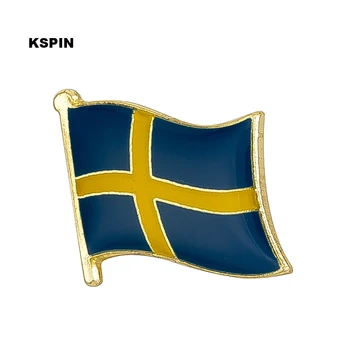 10 шт. много булавка с флагом Швеции на лацкане, значок, брошь, значки KS-0148