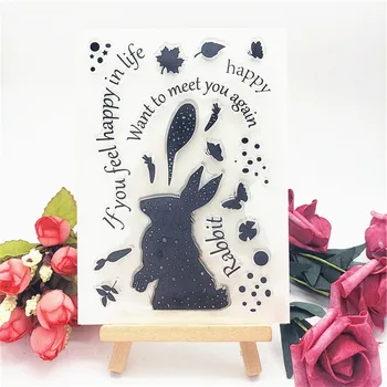 2021Silhouette Rabbit Прозрачный Штамп Прозрачный Для Скрапбукинга DIY Открытка Ручной Работы Детская Забавная Печать Трафарет Плакат Изготовление Открытки
