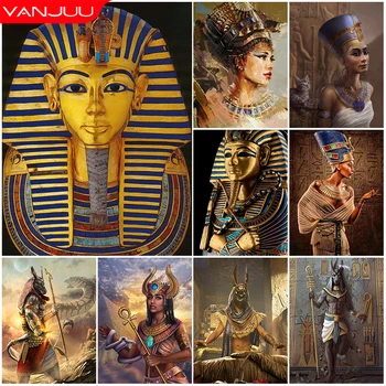 5D DIY Картина Древнего Египта, Алмазная вышивка, Мозаика, Королева Клеопатра, Настенная картина, Горный Хрусталь, Набор для вышивки Крестом, Подарок для домашнего декора.