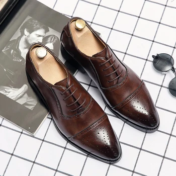 Высококачественная мужская обувь Модные оксфордские туфли для свадебной вечеринки, обувь для джентльмена в деловом стиле, роскошная модная кожаная обувь 2023 года выпуска
