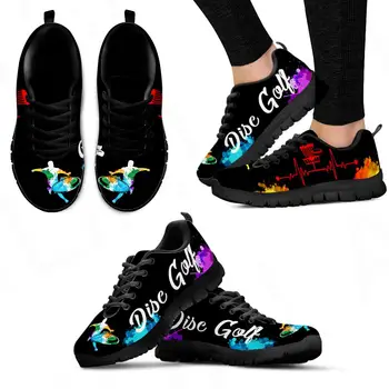 טרנדי צבעוני אמנות גרפיטי עיצוב מותג נעלי גולף הדפסת נעלי ספורט נוח/תחביב נעלי שחור רך דירות