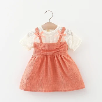 Menoea Кружевные платья для маленьких девочек, Летнее Милое Детское платье на День рождения, одежда для маленьких девочек, детские платья с бантом, детские наряды