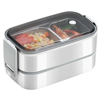Портативный двухслойный ланч-бокс, герметичный изолированный контейнер для еды для офиса, школы, ежедневного использования SAL99