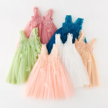 Модные детские платья с крыльями, мягкое и приятное для кожи платье принцессы в подарок на день рождения, платья для маленьких девочек