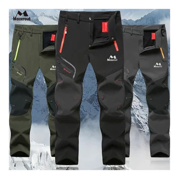Дропшиппинг Man Winter Fish Водонепроницаемые походные флисовые штаны для походов на открытом воздухе, лыжные брюки Softshell размера Оверсайз 6XL
