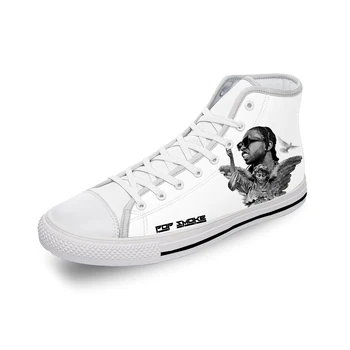 Поп, Дым, Рэпер, хип-хоп Музыка, белая ткань, модная парусиновая обувь с 3D-принтом, мужские и женские легкие дышащие кроссовки