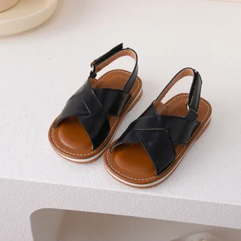 INS / Детские летние новинки 2023 года; сандалии на мягкой подошве с переплетением для девочек; повседневная римская обувь для мальчиков;