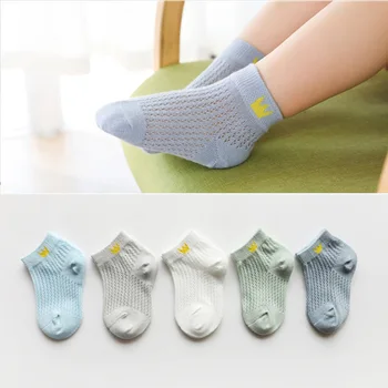 5 пар Новых летних носков для маленьких девочек, милые Мягкие хлопковые эластичные однотонные сетчатые носки для новорожденных, носки для девочек
