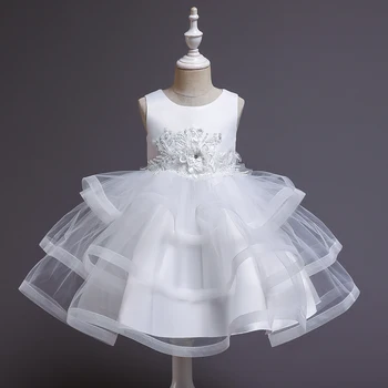 Новогоднее платье Детская одежда Белые свадебные платья-пачки для девочек Элегантное праздничное платье принцессы Детское праздничное платье
