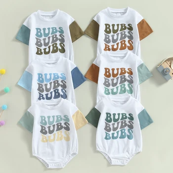 2023 Летняя одежда для новорожденных мальчиков, Комбинезон с коротким рукавом, Рубашка, Боди с буквенным принтом, Милый детский наряд