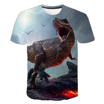 Детская футболка с рисунком динозавра от 3 до 14 лет, летняя детская одежда, повседневная футболка с героями мультфильмов для мальчиков, Оверсайз, Jurassic World Dominion