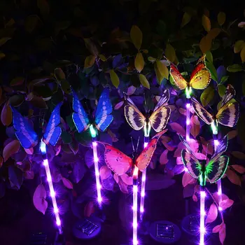 Светодиодный солнечный садовый светильник с бабочкой, наружный водонепроницаемый светильник на солнечной батарее, многоцветный светодиодный светильник для газона во внутреннем дворике, дорожки на заднем дворе