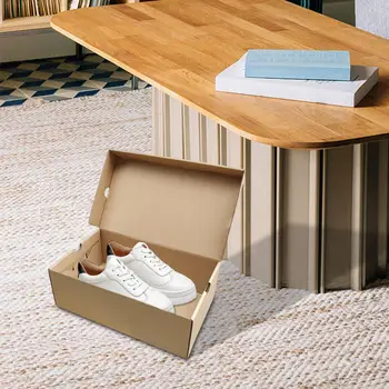 Коробка для хранения обуви из крафт-бумаги, чехол для обуви, Пылезащитный сборный органайзер для обуви для дома, шкафов в спальне и прихожей