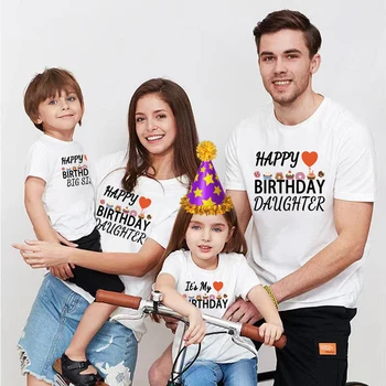 Семейная рубашка на день рождения С Днем рождения папы, мамы, дочки, сына, милая футболка, футболка для старшего брата, младшей сестры, Детские топы, детское боди