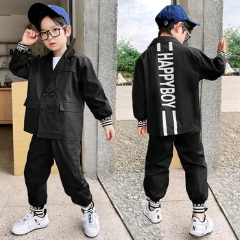 Осенний костюм для мальчиков, комплект из 2 предметов, Корейский модный детский комплект от 4 до 12 лет