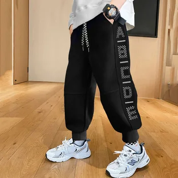 Весенне-осенние повседневные спортивные брюки для мальчиков, новинка 2023 года, Корейская версия, Модные Детские брюки среднего и большого размера с эластичной резинкой на талии
