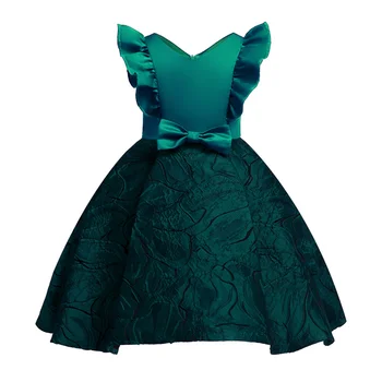 2023 Новое платье для маленьких девочек для вечеринок и свадеб Зелено-красные элегантные платья для девочек Летнее детское платье принцессы с бантом