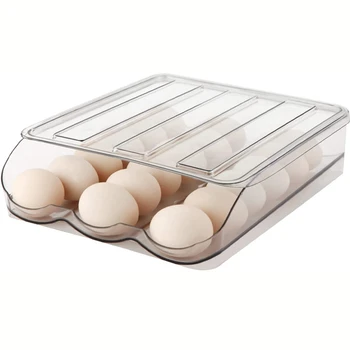 Емкость для яиц, 1 шт., Органайзер для яиц, автоматически сворачивающийся для холодильника с крышкой