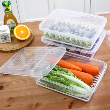Герметичная коробка для домашнего холодильника, Контейнеры для хранения овощей, мяса, фруктов, сохраняющие свежесть, Дренажный ящик, Органайзер для холодильника для замораживания продуктов