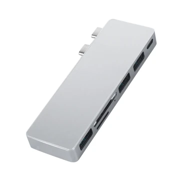 USB C Концентратор 6 в 1 Алюминиевый USB C Адаптер с 3 Портами USB 3.0 для macbook Pro 2020 13 15, MacBook Air 2018 2019 Прямая Поставка