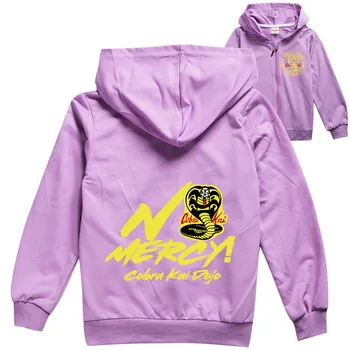 Одежда Cobra Kai, детская куртка на молнии, пальто с длинными рукавами с мультяшным принтом для мальчиков, толстовки с капюшоном для маленьких девочек, детский топ
