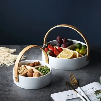Керамическая тарелка для фруктов в скандинавском стиле, роскошная креативная современная гостиная, домашний отсек, тарелка для закусок, сухофруктов